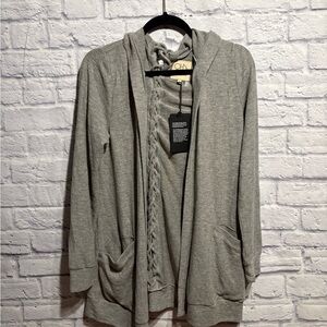 New Chaser Gray Hooded Cardigan Medium
